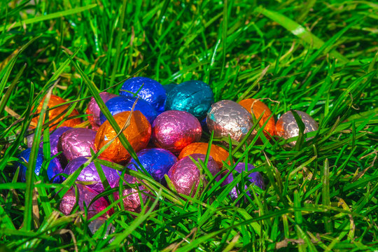Colorful Easter Eggs Background Image