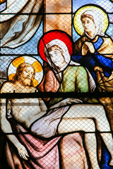 Obraz premium Jesus taken from the Cross - Stained Glass in quartier Latin, Paris