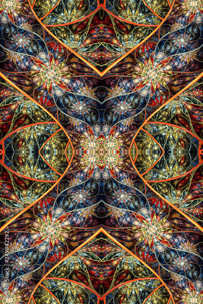 Aufkleber abstract multicolored computer generated unique fractal patterns background