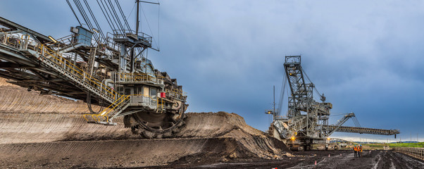 Enormous bucket wheel excavator at an open cut coal mine in Victoria, Australia