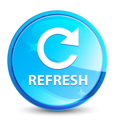 Refresh (rotate arrow icon) splash natural blue round button