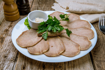 Beef tongue with horseradish
