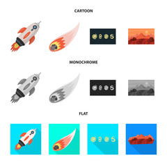 Vector illustration of astronomy and technology  icon. Collection of astronomy and sky stock symbol for web.