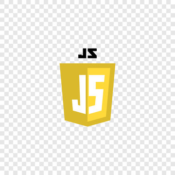 JavaScript web technology shield. Web site development icon.
