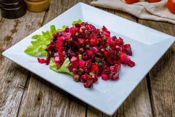 Vinaigrette on a white plate