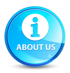 About us splash natural blue round button