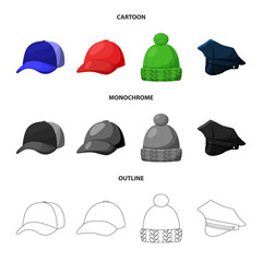 Vector illustration of clothing and cap icon. Collection of clothing and beret stock symbol for web.