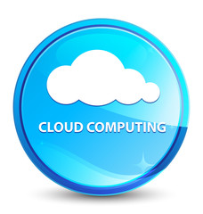 Cloud computing splash natural blue round button