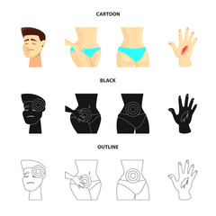 Vector design of hospital and rendering symbol. Collection of hospital and help stock symbol for web.