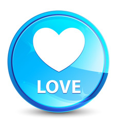 Love splash natural blue round button