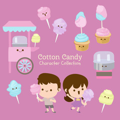 cute character set of cotton candy