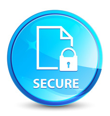 Secure (document page padlock icon) splash natural blue round button