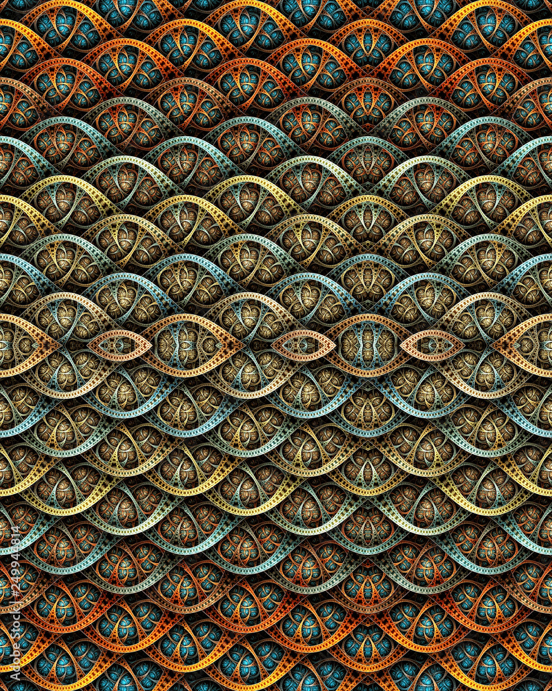 Poster abstract artistic computer generated multicolored fractal pattern artwork.