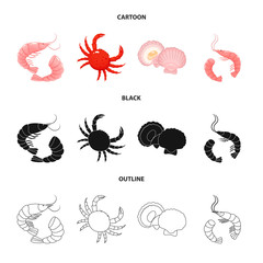 Vector illustration of fresh  and restaurant symbol. Set of fresh  and marine   stock symbol for web.