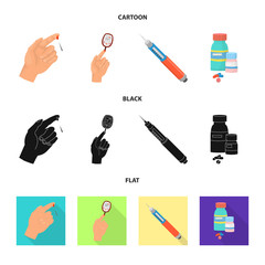 Isolated object of diet and treatment  icon. Set of diet and medicine vector icon for stock.