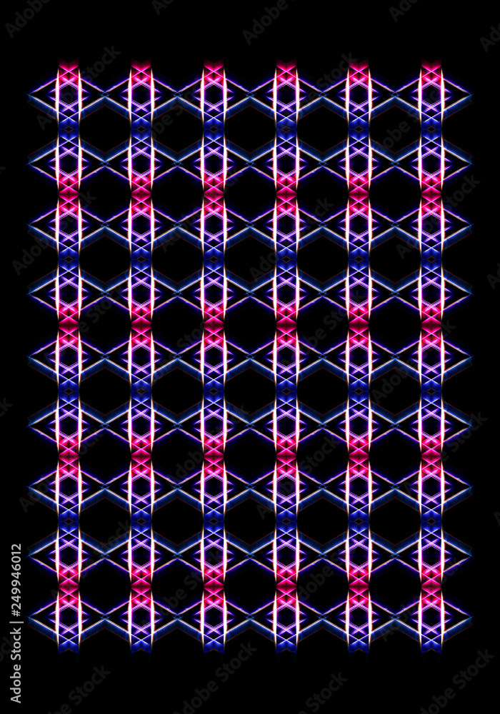 Poster abstract unique computer generated multicolored fractal pattern background.