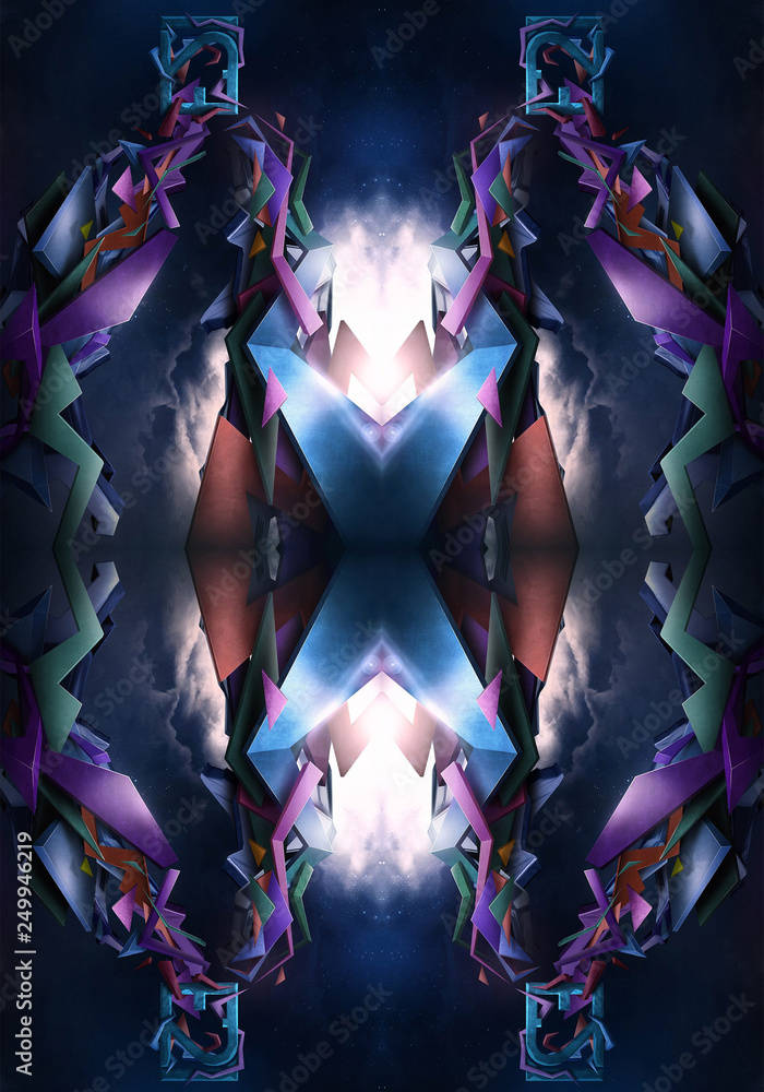 Poster computer generated artistic smooth energetic fractal patterns artwork background