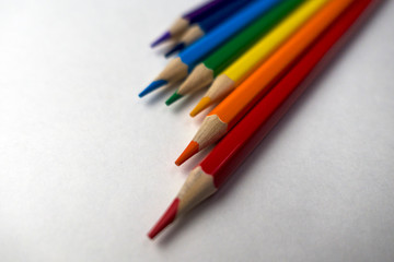 color pencils on white background