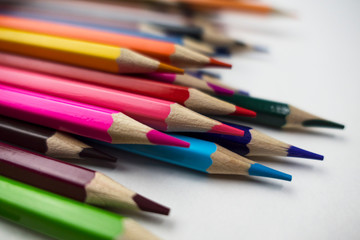 Fototapeta premium color pencils on white background