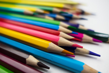 color pencils on white background