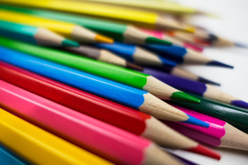 color pencils on white background