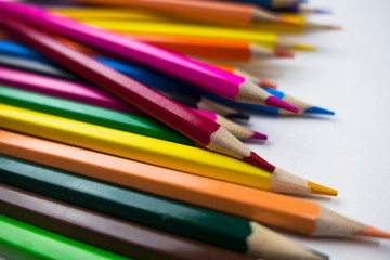 Fototapeta premium color pencils on white background