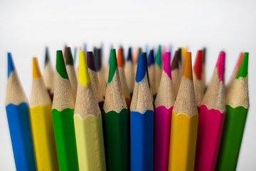 color pencils on white background