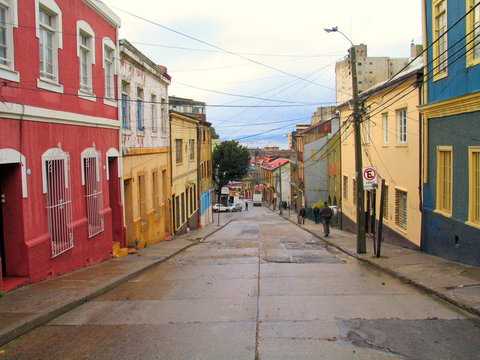Street in Valparaiso. City of Chile. South America