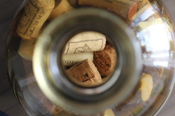 collection cork in a glass bottle