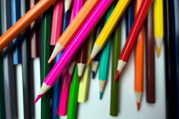 color pencils on white background