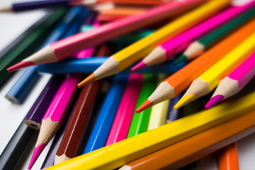 Fototapeta premium color pencils on white background