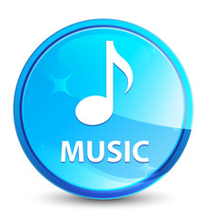 Music splash natural blue round button