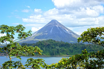 Arenal Volcano near the Lake Arenal in Costa Rica