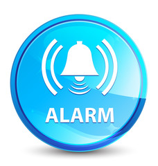 Alarm (bell icon) splash natural blue round button