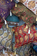 Decorative cushions for sale in Bulgarian souvenir store