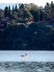 View of San Roque Lake, Villa Carlos Paz, Cordoba, Argentina.