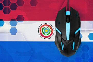 Paraguay flag  and computer mouse. Concept of country representing e-sports team