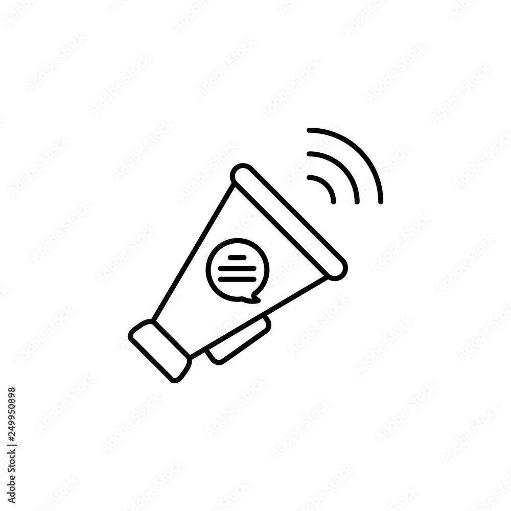 Poster chat bubble, megaphone icon. element of marketing for mobile concept and web apps icon. thin line ic