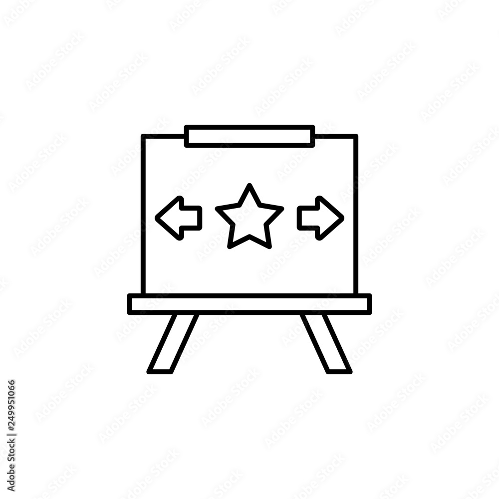 Poster seminar, whiteboard, arrow icon. element of marketing for mobile concept and web apps icon. thin lin