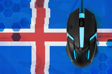 Iceland flag  and computer mouse. Concept of country representing e-sports team