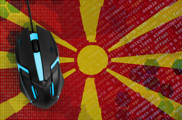 Macedonia flag  and computer mouse. Digital threat, illegal actions on the Internet