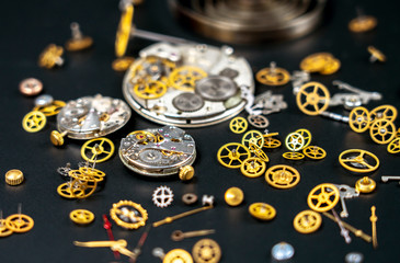 wrist watches, clockworks, composition of parts of the clock mechanism