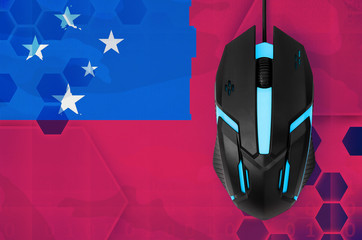 Samoa flag  and computer mouse. Concept of country representing e-sports team