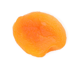 Tasty apricot on white background, top view. Dried fruit as healthy food