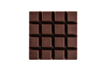 Dark chocolate on white background.Top view