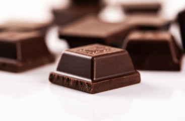 Chocolate bar on white background.