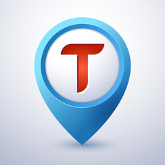 T letter map pin pointer mobile logo template