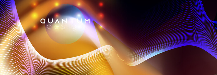 Neon spotlights on fluid abstract vector design