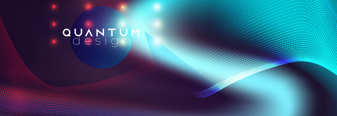 Neon spotlights on fluid abstract vector design