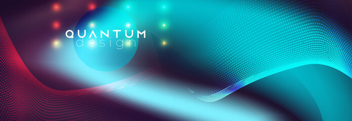 Neon spotlights on fluid abstract vector design